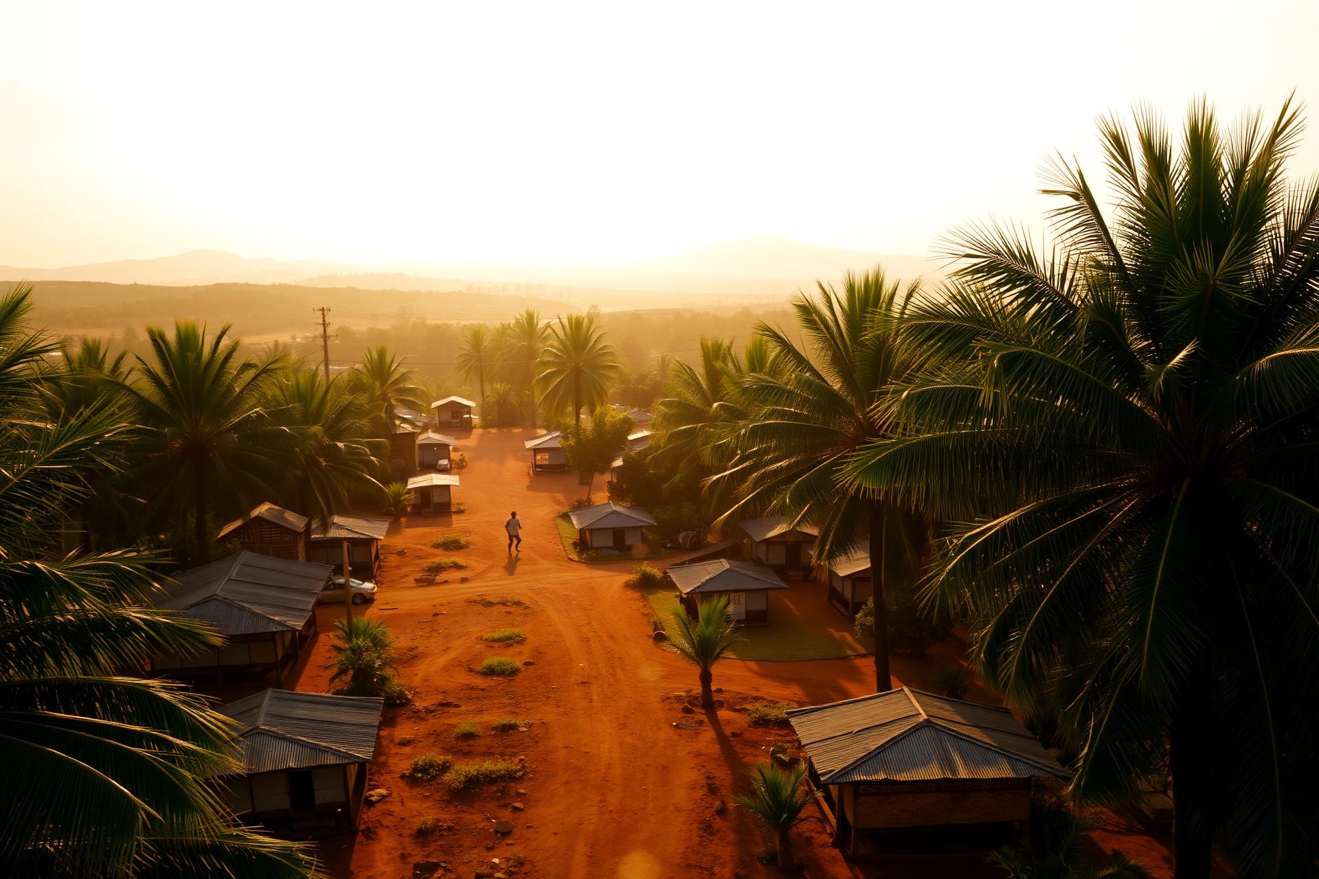 Village de Kobouo au coucher du soleil